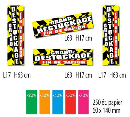 Kit de 4 affiches GRAND DESTOCKAGE + 250 étiquettes papier