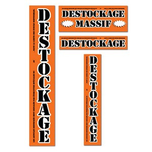 Kit de 4 affiches orange "DESTOCKAGE MASSIF"