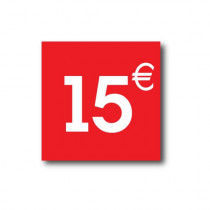 Sticker adhésif " 15€ "  L40 H40 cm