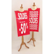 Affiche mannequin "SOLDES -50%" L40 H165 cm