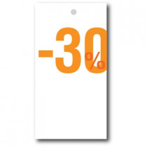 Paquet de 100 étiquettes carton "-30%" L50 H95 mm