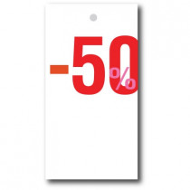 Paquet de 100 étiquettes carton "-50%" L50 H95 mm