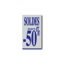 Affiche "SOLDES jusqu'à -50%" L40 H72 cm