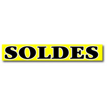 Affiche "SOLDES" jaune fluo L168 H20 cm