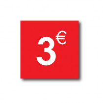 Sticker adhésif " 3€ "  L40 H40 cm