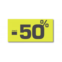 Affiche "SOLDES jusqu'à -50%" anis fluo L60 H30 cm