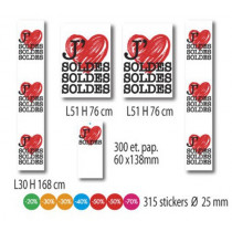 KIT 4 AFFICHES SOLDES, 300 ETIQUETTES et 315 STICKERS