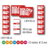 KIT 4 affiches SOLDES, 300 etiquettes papier et 315 stickers