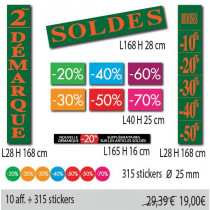 Kit de 10 affiches "SOLDES" et 315 stickers