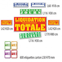 Kit de 7 affiches "LIQUIDATION TOTALE" et 600 etiquettes