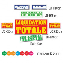 Kit de 7 affiches "LIQUIDATION TOTALE" et 315 STICKERS