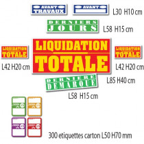 Kit de 7 affiches "LIQUIDATION TOTALE" et 300 etiquettes