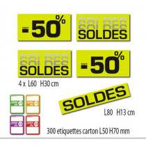 Kit de 5 affiches "SOLDES" et 300 étiquettes carton