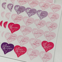 10 Planches de stickers coeurs "Messages Cadeaux"