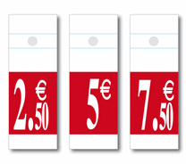 60 étiquettes cintre "2.5€ - 5€ -7.5€" L50 H140 mm