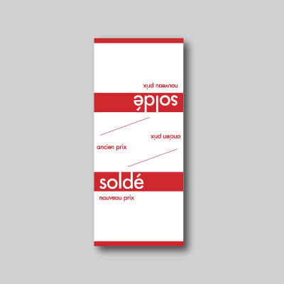 Paquet de 100 étiquettes papier  chevalet SOLDÉ L60 H140 mm