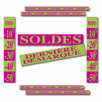 Kit de 8 affiches "SOLDES"