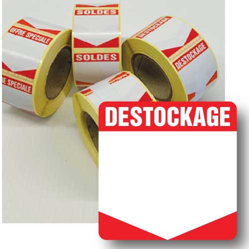 Rouleau de 500 étiquettes adhésives "DESTOCKAGE" 35mm
