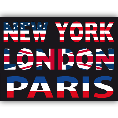 Panneau "NewYork Paris London" L140 H100 cm