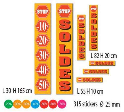 Kit de 7 affiches "SOLDES" et 315 stickers