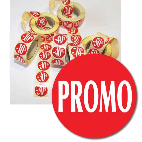 Rouleau de 500 stickers "PROMO"  24 mm