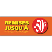 Carton "REMISES-50%" L68 H24 cm