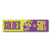 Affiche "SOLDES jusqu'à -50%" L120 H30 cm