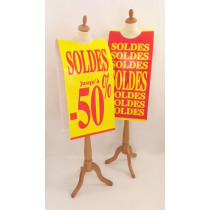 Affiche mannequin "SOLDES -50%" L40 H168 cm