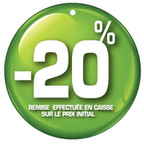 Paquet de 100 étiquettes carton "-20%" L50 H50 mm