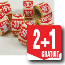 Rouleau de 500 étiquettes adhésives "2+1 GRATUIT" 35mm