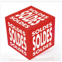 Cube carton imprimé "SOLDES"