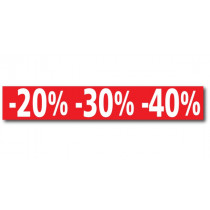 Affiche "-20% -30% -40%" L120 H20 cm