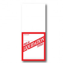 Paquet de 250 étiquettes papier "Prix de LIQUIDATION TOTALE" L5,2 H12 cm