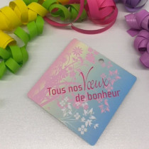Paquet de 50 étiquettes carton "Tous nos voeux de bonheur" L84 H84 mm