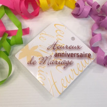 Paquet de 50 étiquettes carton "Heurex anniversaire de Mariage" L84 H84 mm
