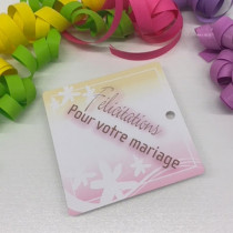 Paquet de 50 étiquettes carton "Félicitations pour votre mariage" L84 H84 mm