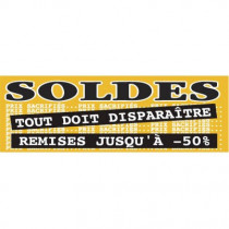 Affiche "SOLDES REMISES JUSQU' À -50%" fluo L168 H60 cm