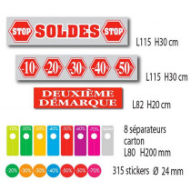 Kit de 3 affiches "SOLDES" 8 separateurs et 315 stickers