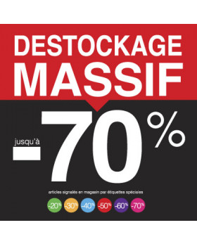 Sticker pour table IKEA Lack "DESTOCKAGE MASSIF -70%" L55 H55 cm